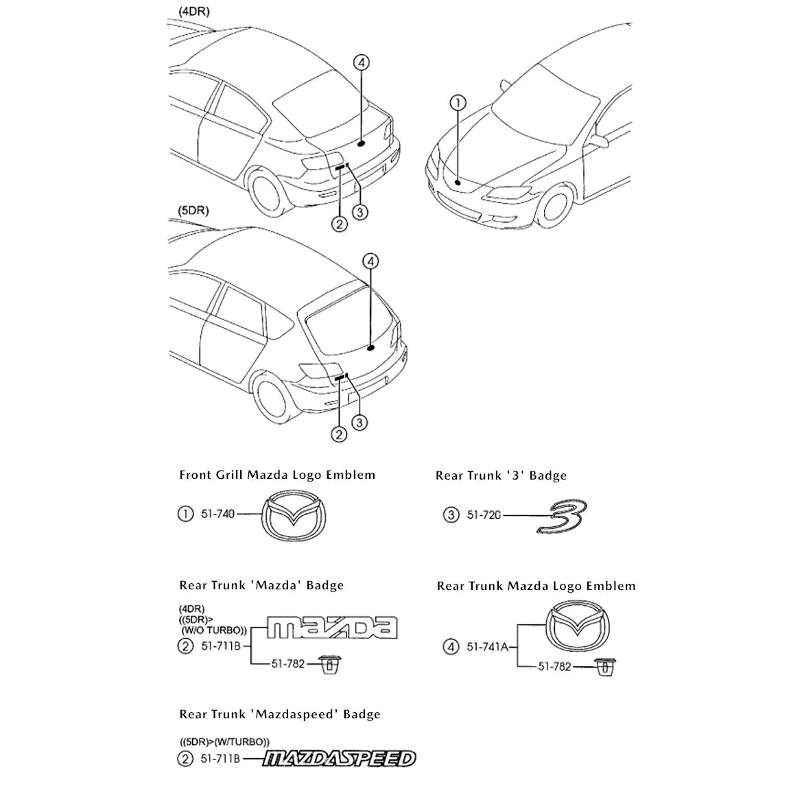 Ornaments & Mascots | Mazda3 Hatchback (2004-2009) & Mazdaspeed3 (2007-2009) - Image 2